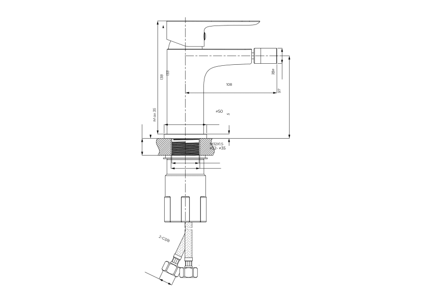 Grifo de bidé Cassio GME croquis 5