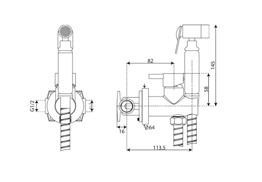 Ducha higiénica para inodoro  Munich Imex croquis 12