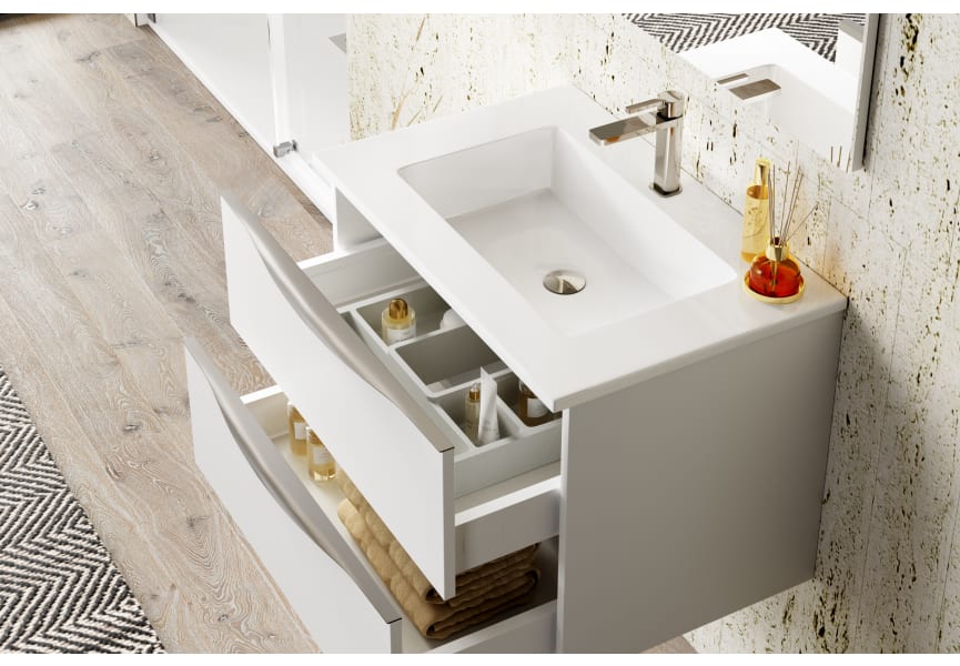 Mueble de baño con encimera de madera Landes Coycama detalle 2