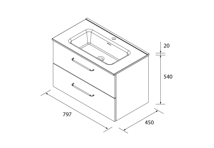 Conjunto mueble de baño Morai Salgar croquis 9