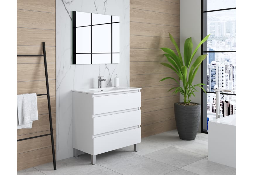 Mueble de baño Roma 140 cm 4 cajones con tapa de madera Bruntec