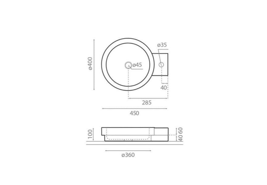 Lavabo sobre encimera Icono Bathco croquis 3