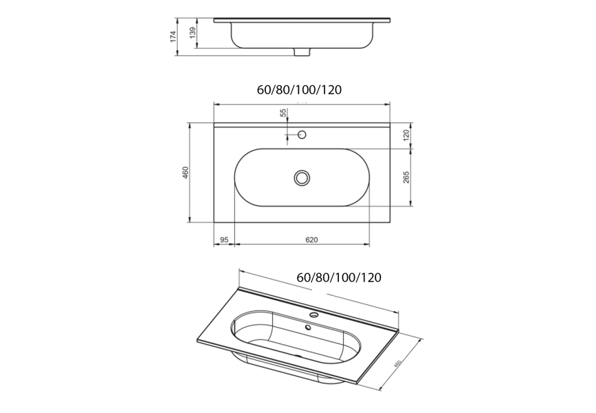 Lavabo encastrado Ada croquis 1