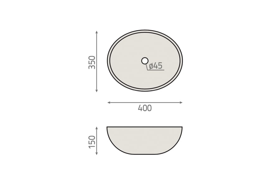 Lavabo sobre encimera Denver BHD croquis 3