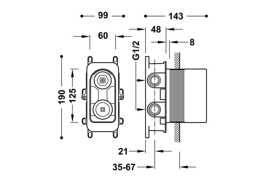 Conjunto de ducha Project Tres croquis 13