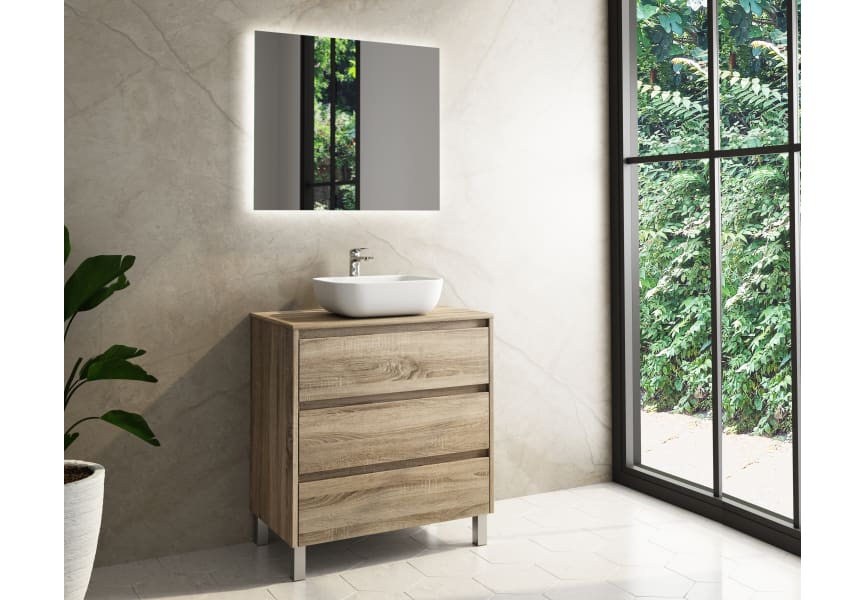 Mueble de baño Roma 120 cm 4 cajones con tapa de madera de Bruntec