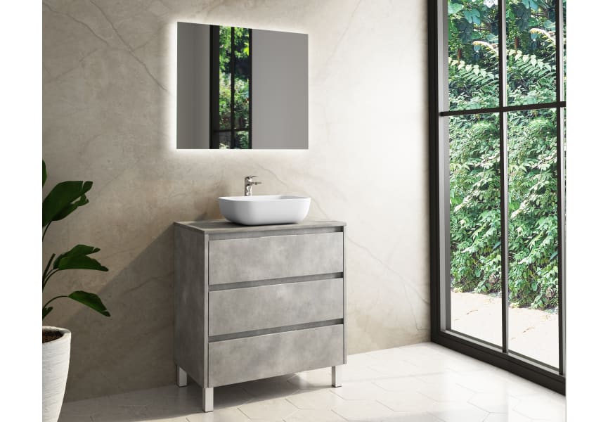 Mueble de baño Roma 140 cm 4 cajones con tapa de madera Bruntec