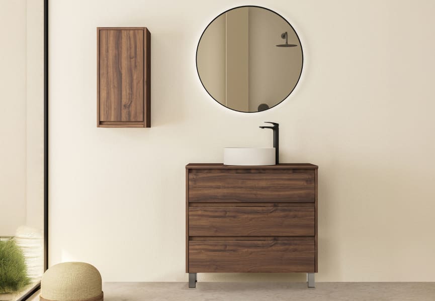 Mueble de baño con encimera de madera Boston Bruntec principal 1