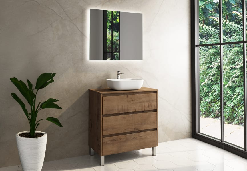 Mueble de baño con encimera de madera Boston Bruntec principal 0
