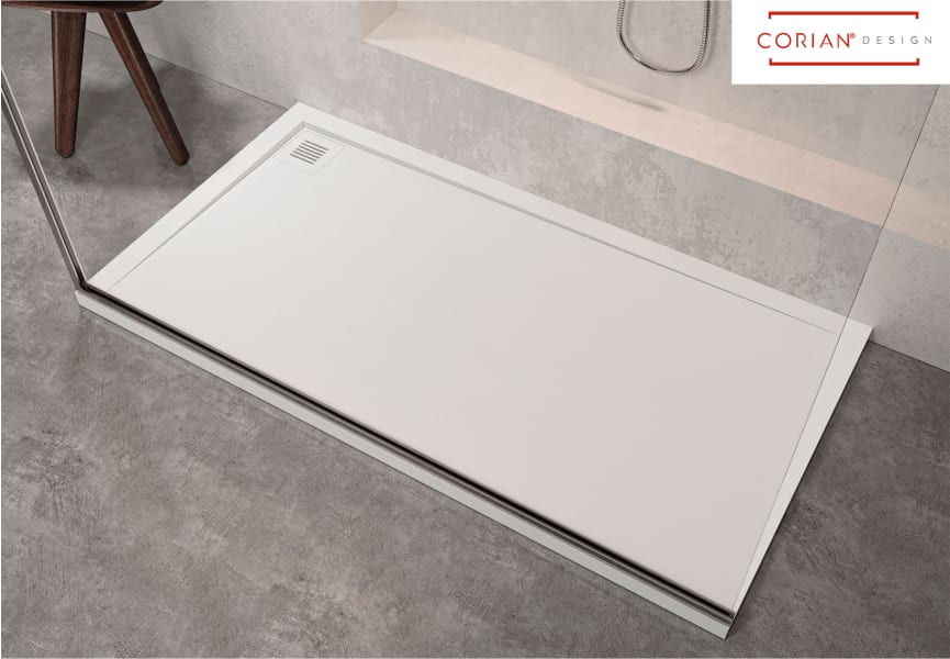 Plato de ducha Solid Surface Corian DuPont Centauro Hidronatur detalle 1