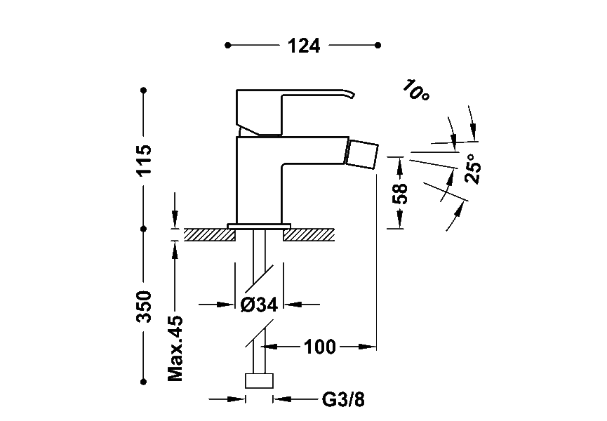 Grifo de bidé Cuadro Tres croquis 1