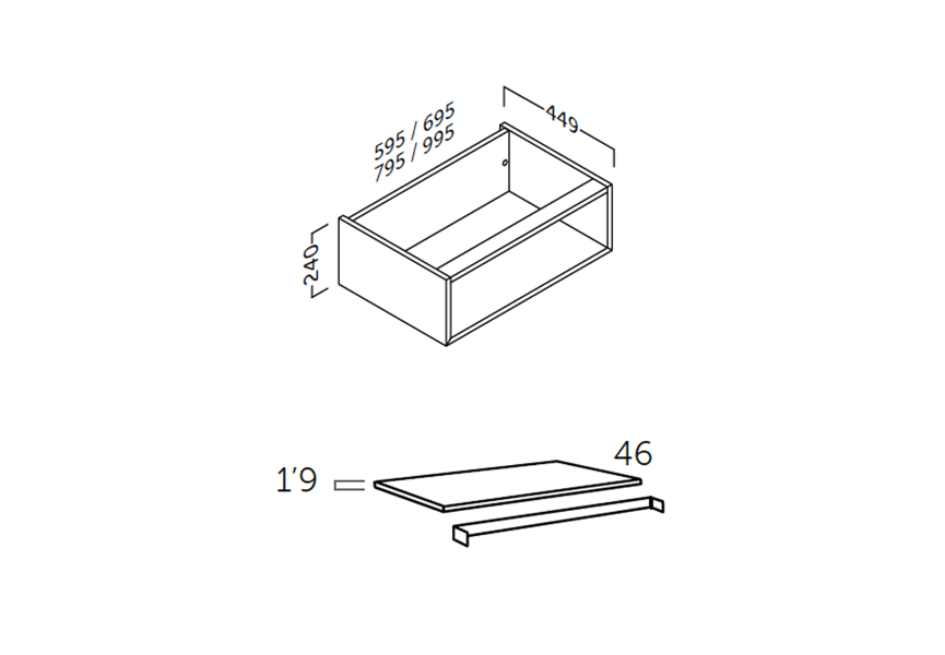 Cajonera de baño Landes Coycama croquis 3