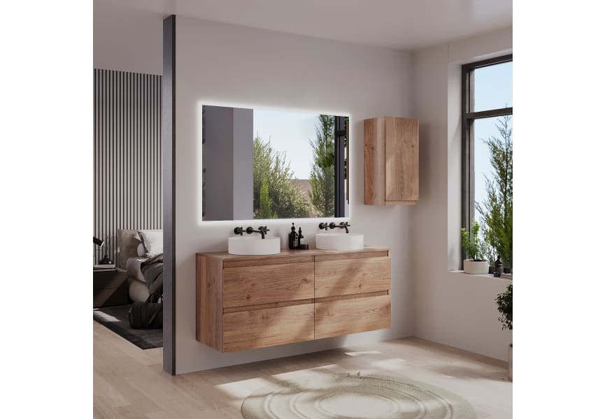 Mueble de baño color madera con encimera de madera Vilma Bruntec principal 2