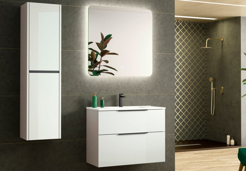 Conjunto mueble de baño fondo reducido 41cm Comet tirador negro Coycama principal 1