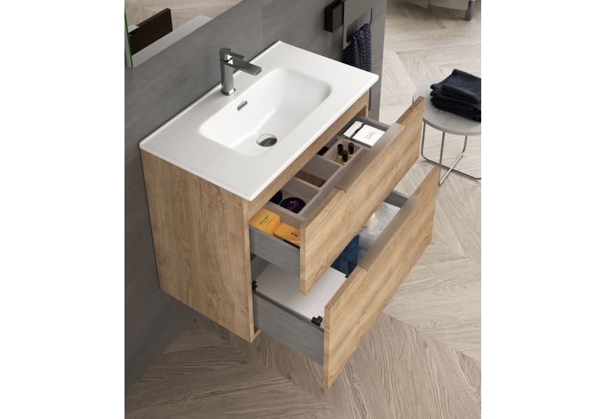 Conjunto mueble de baño fondo reducido 41cm Comet tirador negro Coycama detalle 4
