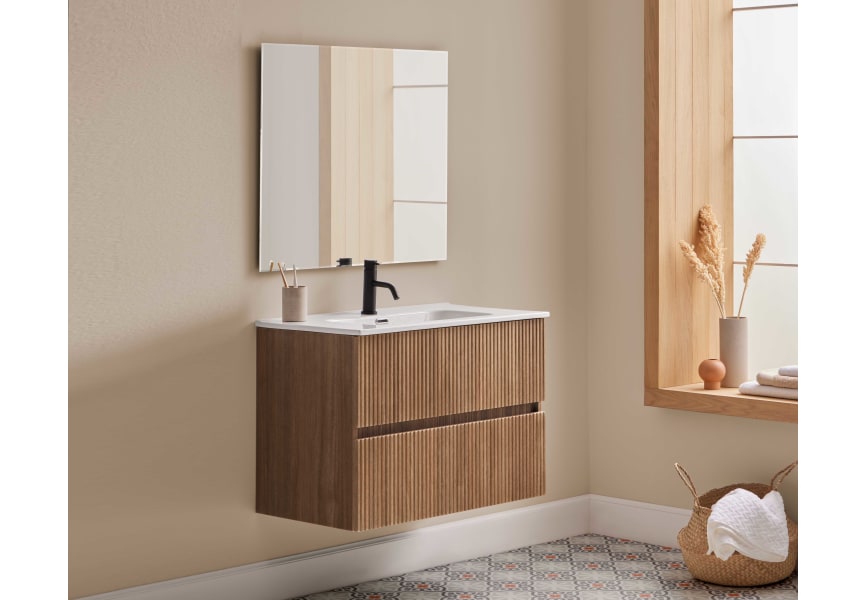 Mueble de Baño Suspendido con Lavabo Cerámico, 70cm