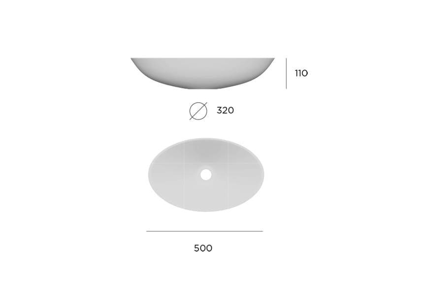 Lavabo sobre encimera Astra Solid fondo reducido Art and Bath croquis 3