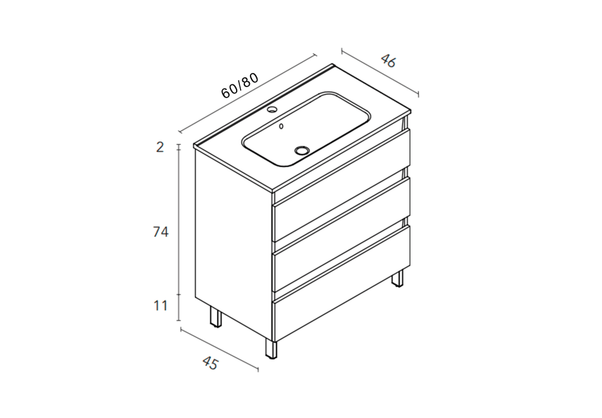 Conjunto mueble de baño Kena Royo croquis 7