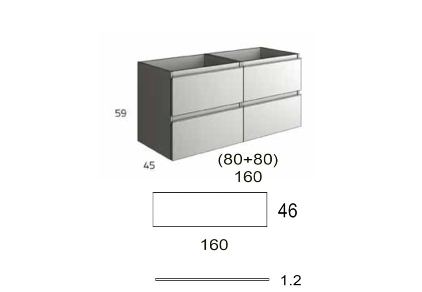 Mueble de baño con encimera de madera Roma Bruntec croquis 7