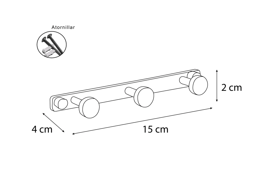 Percha triple 602 Mediterránea de Baño croquis 1