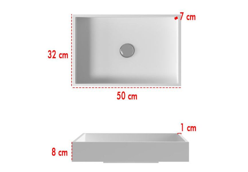 Lavabo sobre encimera Square Bruntec croquis 2