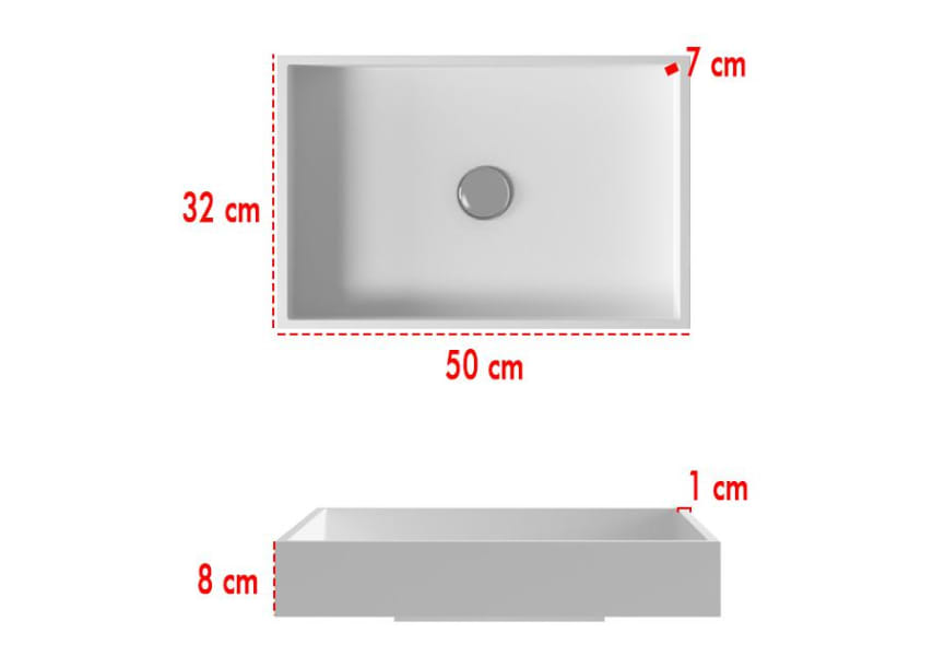 Lavabo sobre encimera Square Bruntec Croquis 2