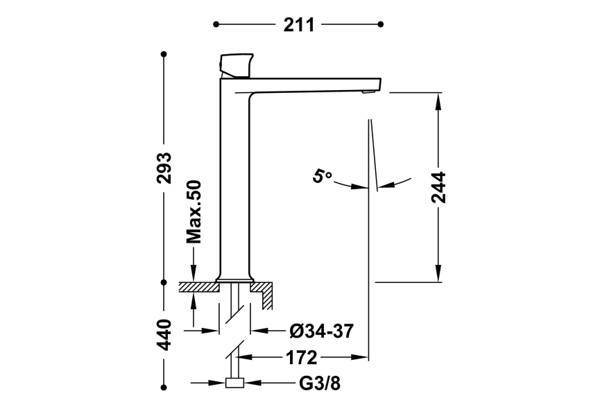 Grifo de lavabo Project XL Tres croquis 12