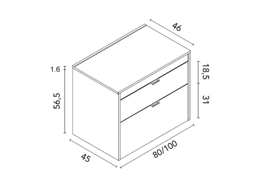 Mueble de baño con encimera de madera Logika Royo croquis 8