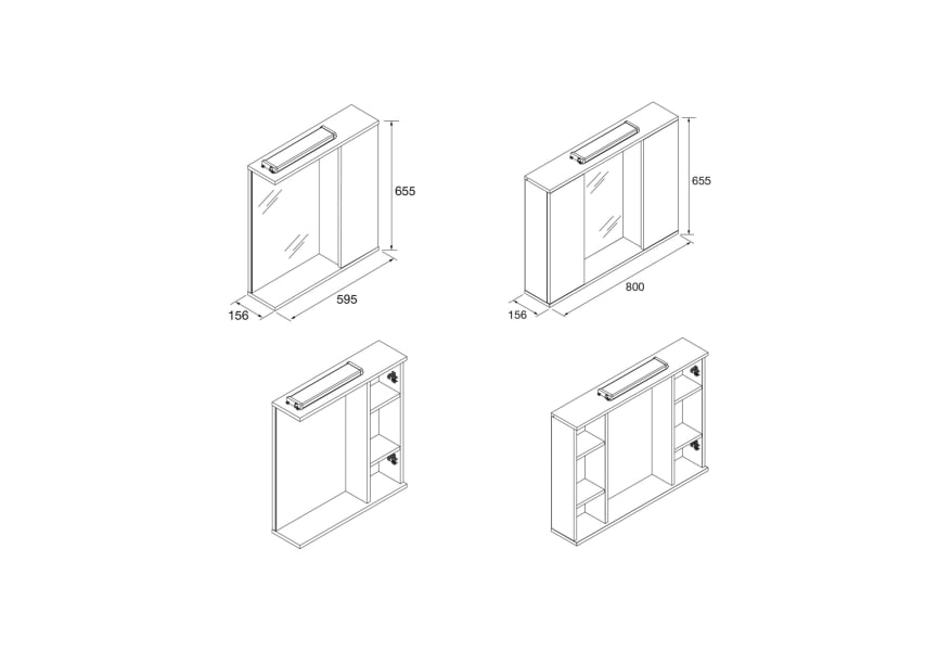 SALGAR 97366 LOIRA Armario Camerino Repisa 2 Puertas Espejo Blanco —  Bañoidea