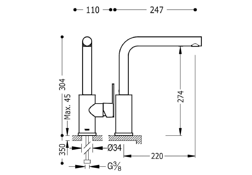 Grifo de cocina Selection de Tres croquis 1