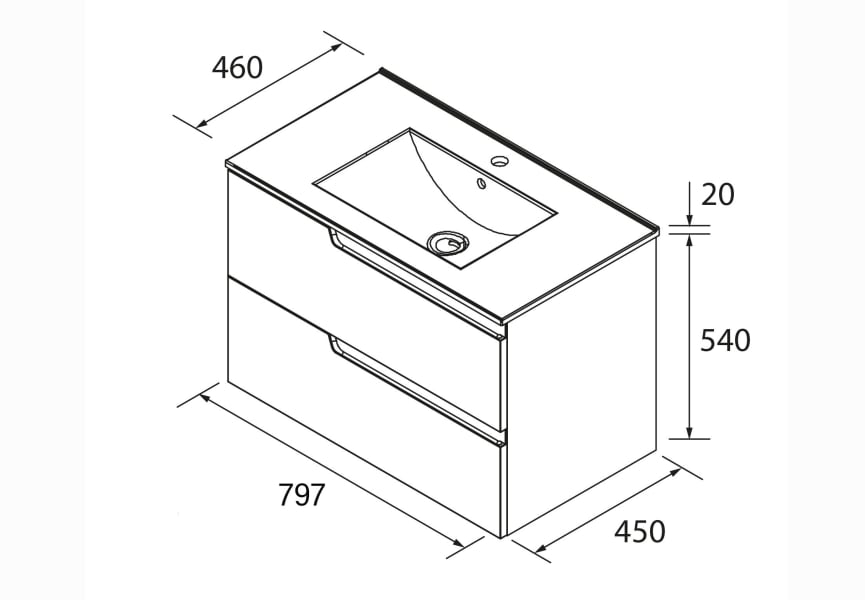 Conjunto mueble de baño Vima Salgar croquis 4