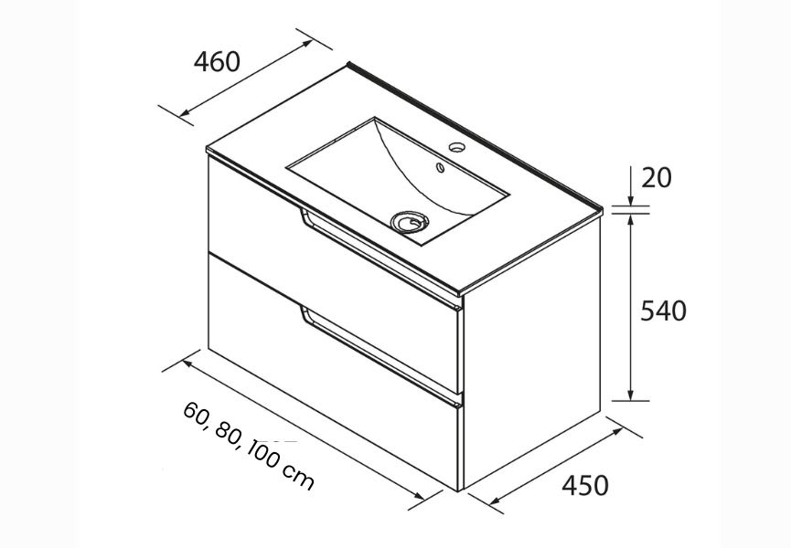 Conjunto mueble de baño Vima Salgar croquis 9