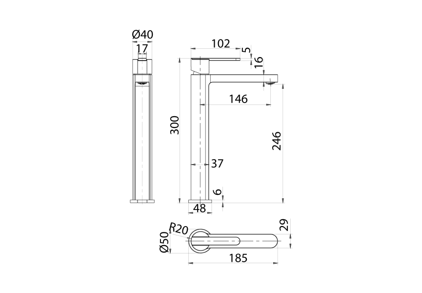 Grifo de lavabo Roma Imex croquis 8