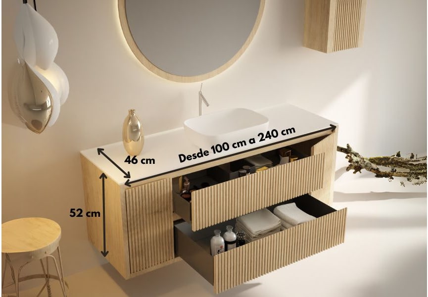 Mueble de baño con encimera de solid surface Alpes 13 Bruntec croquis 4
