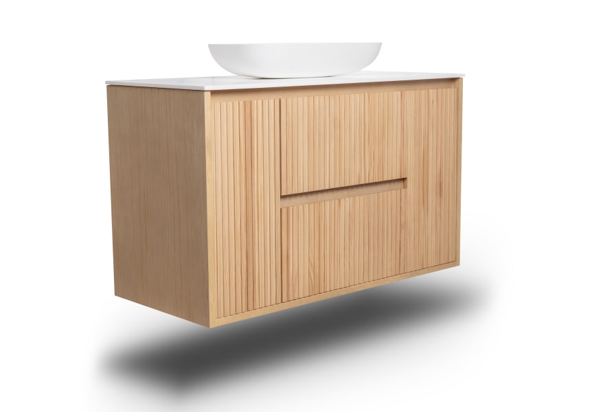 Mueble de baño madera maciza con encimera de solid surface Alpes 13 Bruntec detalle 2