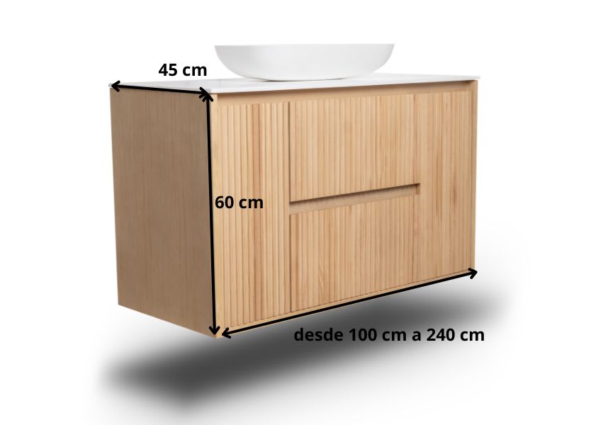 Mueble de baño madera maciza con encimera de solid surface Alpes 13 Bruntec croquis 8