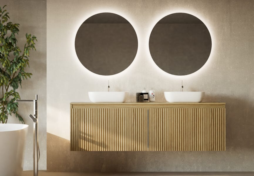 Mueble de baño madera maciza con encimera de madera Alpes 4 Bruntec principal 0