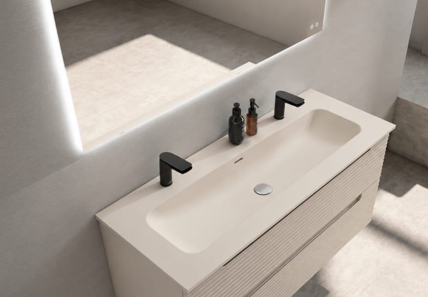 Lavabo encastrado para dos grifos de un seno Idea Match Viso principal 0