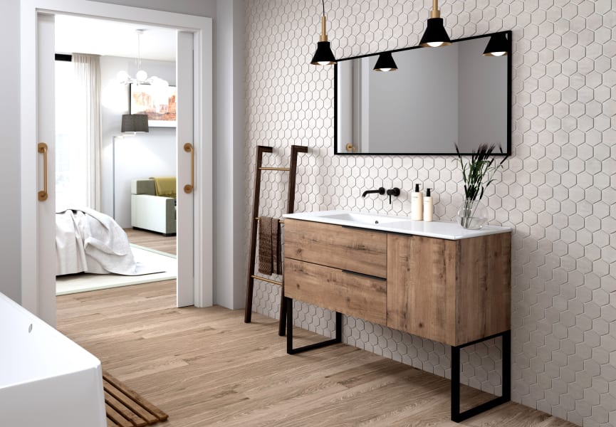 Mueble de baño con encimera de madera Coban Bruntec opción 6
