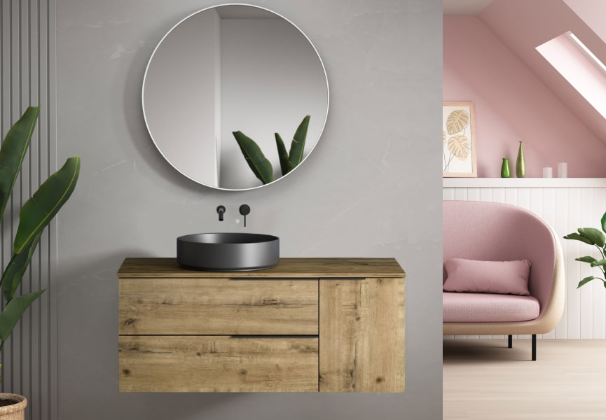 Mueble de baño con encimera de madera Coban Bruntec principal 0