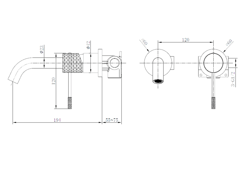 Grifo de lavabo Génova de Imex croquis 11