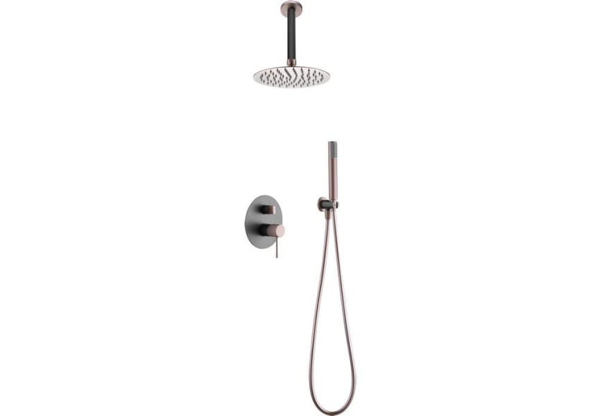 Comprar Conjunto de ducha empotrado termostatico Line gris mate con  champagne de Imex baratos