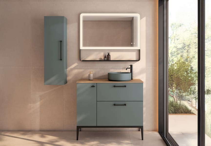 Mueble de baño con banquillo, encimera de madera Verso VisoBath principal 3