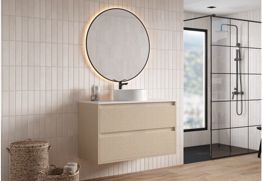 Mueble de baño con encimera Piedra Compactada blanca Artemisa de Bruntec principal 7