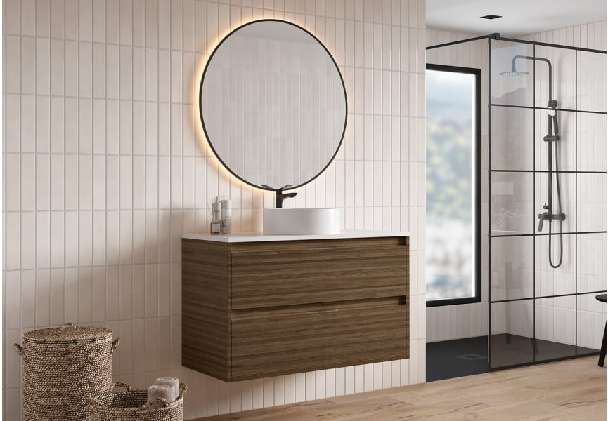 Mueble de baño con encimera Piedra Compactada blanca Artemisa de Bruntec principal 9
