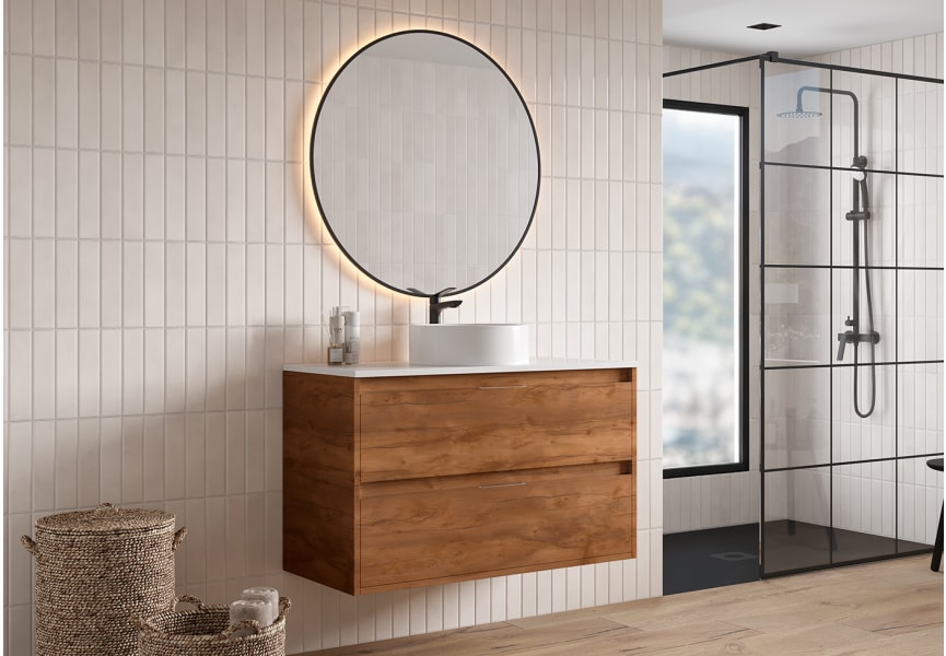 Mueble de baño con encimera Piedra Compactada blanca Artemisa de Bruntec principal 8