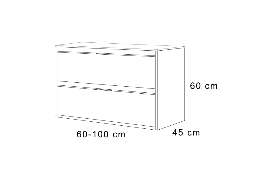 Mueble de baño con encimera Piedra Compactada blanca Artemisa de Bruntec croquis 10