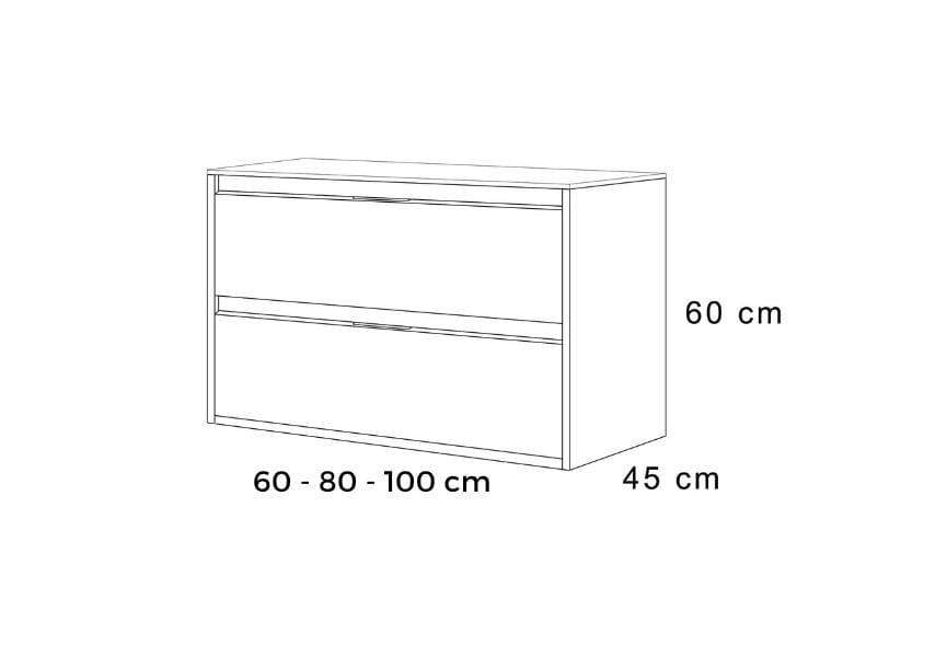 Mueble de baño con encimera Piedra Compactada blanca Artemisa de Bruntec croquis 14