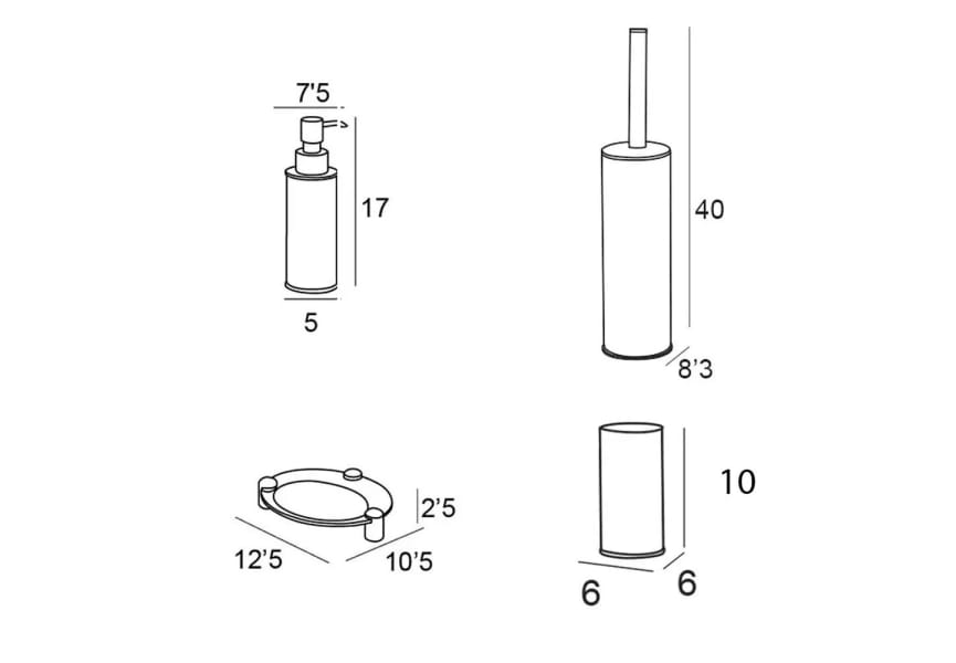 Conjunto de accesorios de baño Luxor Manillons Torrent croquis 5