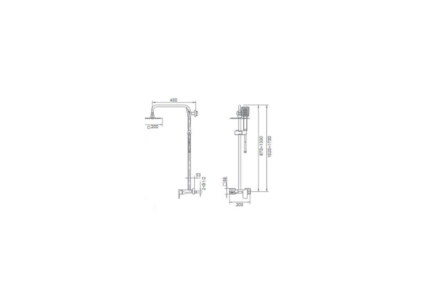 Conjunto de bañera o ducha Livepool de Imex croquis 3